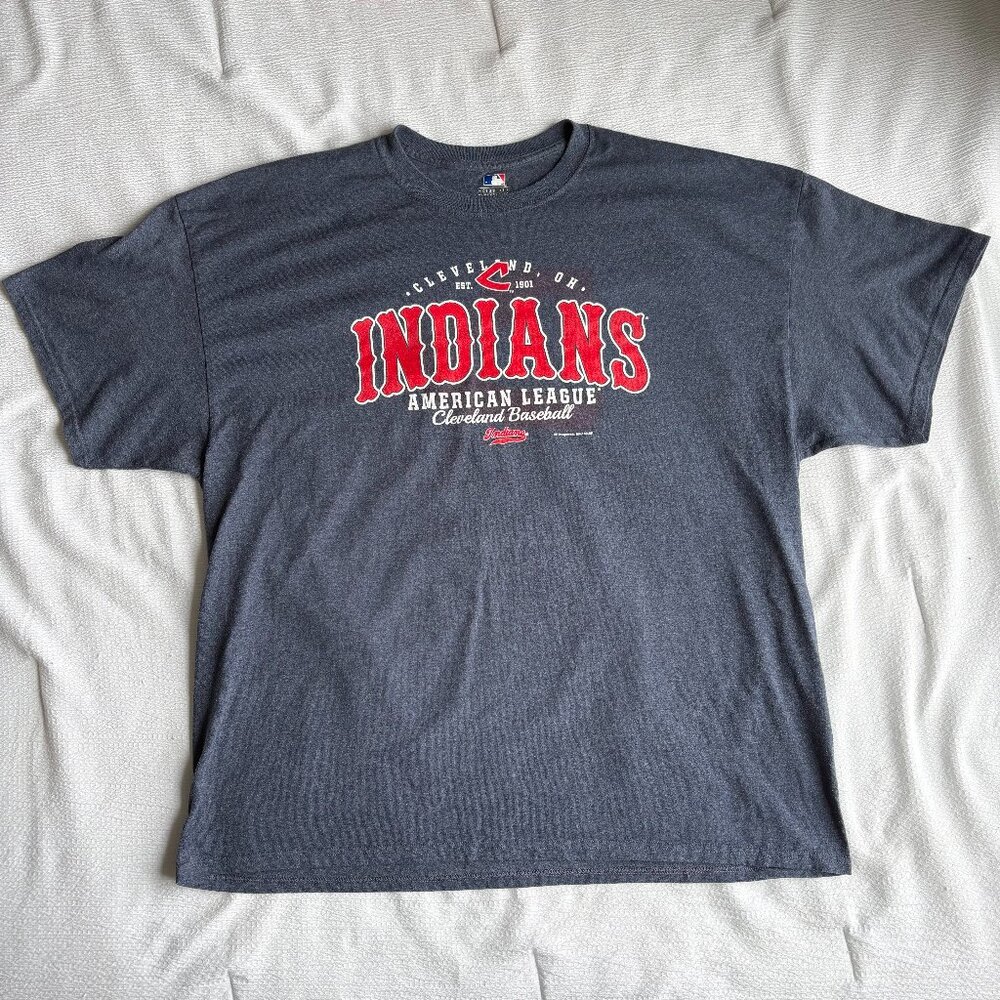 MLB Cleveland Indians Baseball Gray Graphic Tee T-Shirt Men's Size 2XL